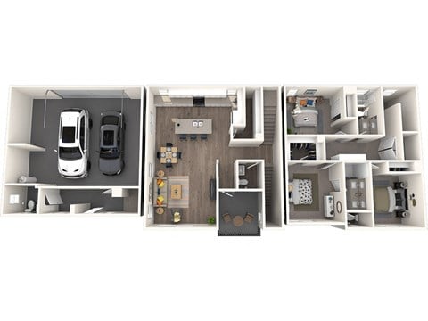 Floor plan for 3 beds, 3 baths, 1552 sqft